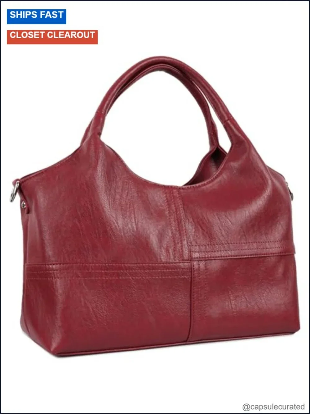 Medium Vegan Leather Tote Hobo Bag with Detachable Satchel Strap, Ladies
